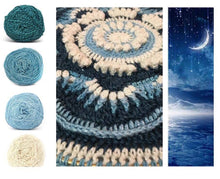 Load image into Gallery viewer, Midnight Sky Colorway Collage, in Nurturing Fibres&#39; Eco-Fusion Yarn 