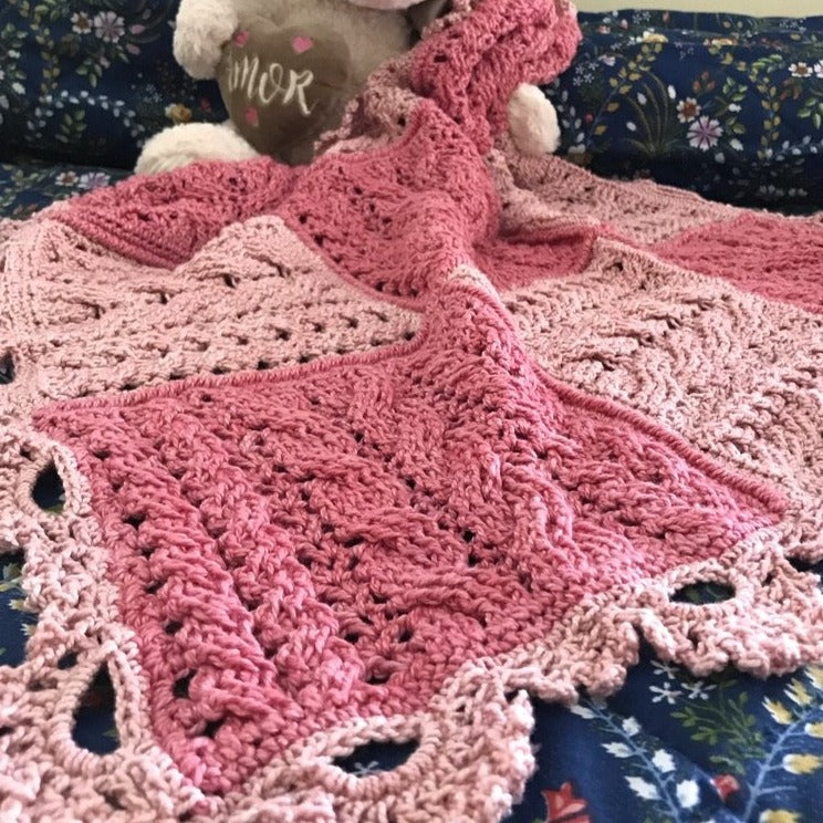 Crochet Newborn Blankets BonnieBay's Wheat Cabled Heirloom Baby