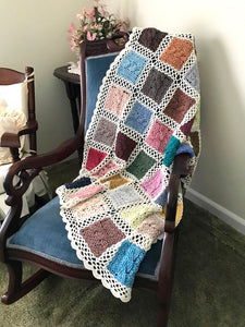 BonnieBay's Bonbon Blanket on chair closeup