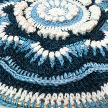 Load image into Gallery viewer, Closeup picture of the Ravenna Cushion in Midnight Sky, Eco-Fusion Yarn by Nurturing Fibres
