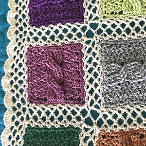 BonnieBay's Bonbon Blanket on chair closeup