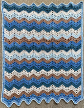 Load image into Gallery viewer, Betty McKnit&#39;s 6 Day Baby Blanket re-imagined in Nurturing Fibres Boy Version