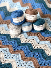 Load image into Gallery viewer, Betty McKnit&#39;s 6 Day Baby Blanket re-imagined in Nurturing Fibres Boy Version
