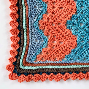 Betty McKnit's 6 Day Baby Blanket re-imagined in Nurturing Fibres Gender Nuetral Version