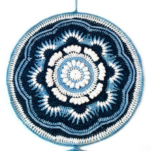 Load image into Gallery viewer, Closeup image of the Ravenna Mandala Wall Art in Eco-Fusion Yarn by Nurturing Fibres